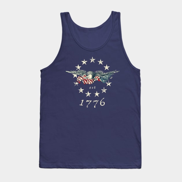 Bald Eagle 1776 Betsy Ross Flag Tank Top by Huhnerdieb Apparel